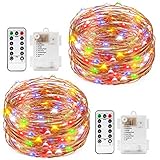 2 Set Multi-color Fairy String Light Battery Operated Remote Control Waterproof Kohree 8 Modes 60 LED String Light 20ft Copper Wire Firefly Rope Lights For Parties, Wedding, Festival Decorations