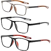 JOON-joon Reading Glasses Men 3 Pairs Sports Style Comfortable and Flexible Blue Light Blocking Readers for Men