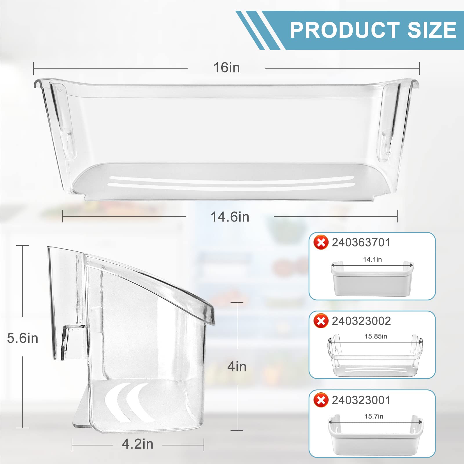 UPGRADED 242126602 Refrigerator Door Bin Shelf Replacement Compatible with Frigi.daire Refrigerator Door Shelf Replacement Parts LFSS2612TF0 LFSS2612TF4 by AMI PARTS