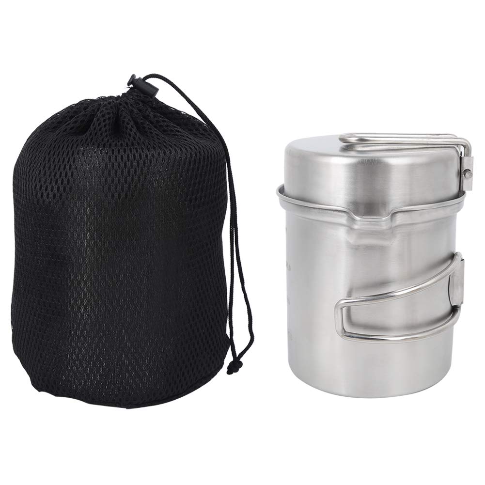 Camping Cooking Set,Stainless Steel Camping Pot,Outdoor Camp Cookware Cooking Gear,Lightweight Portable Camping Cookware Set for Hiking, Backpacking Campfire and Picnic
