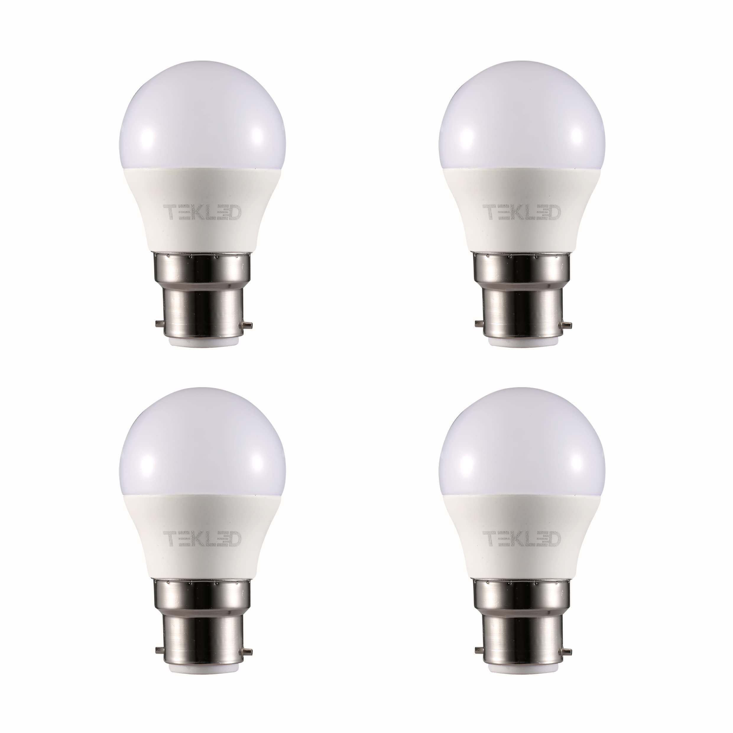 TEKLED® G45 Golf Ball DIMMABLE LED Bulbs | B22 Bayonet Cap | Energy Saving 5W Light Bulb 40W Incandescent Bulb Equivalent | 4000K 400LM | 4-Pack | Cool White
