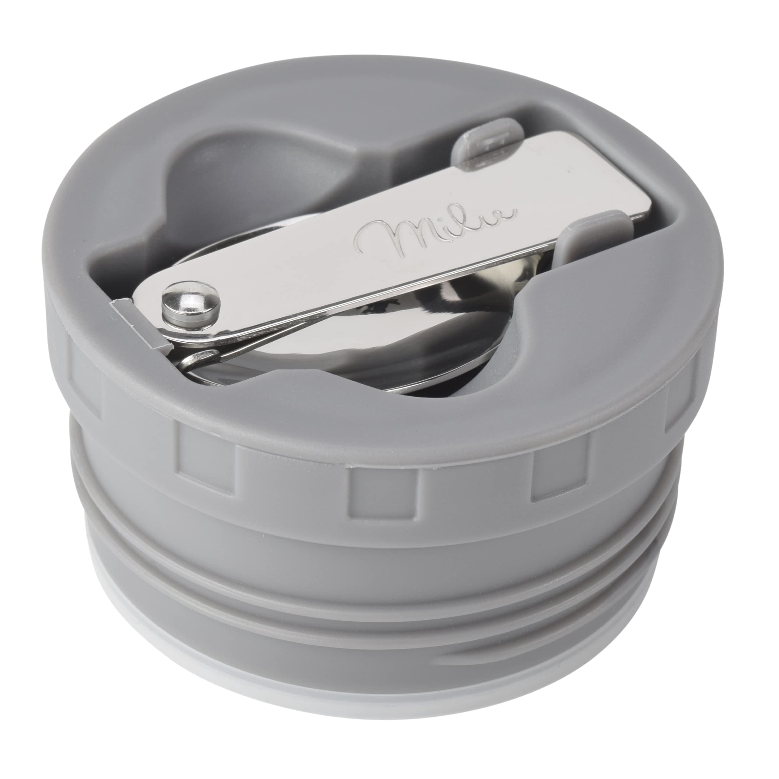 Milu Replacement Lid for Thermal Container 450ml 650ml 800ml - Spare Part - Colour Grey Inner Lid incl. Seal and Spoon - BPA Free