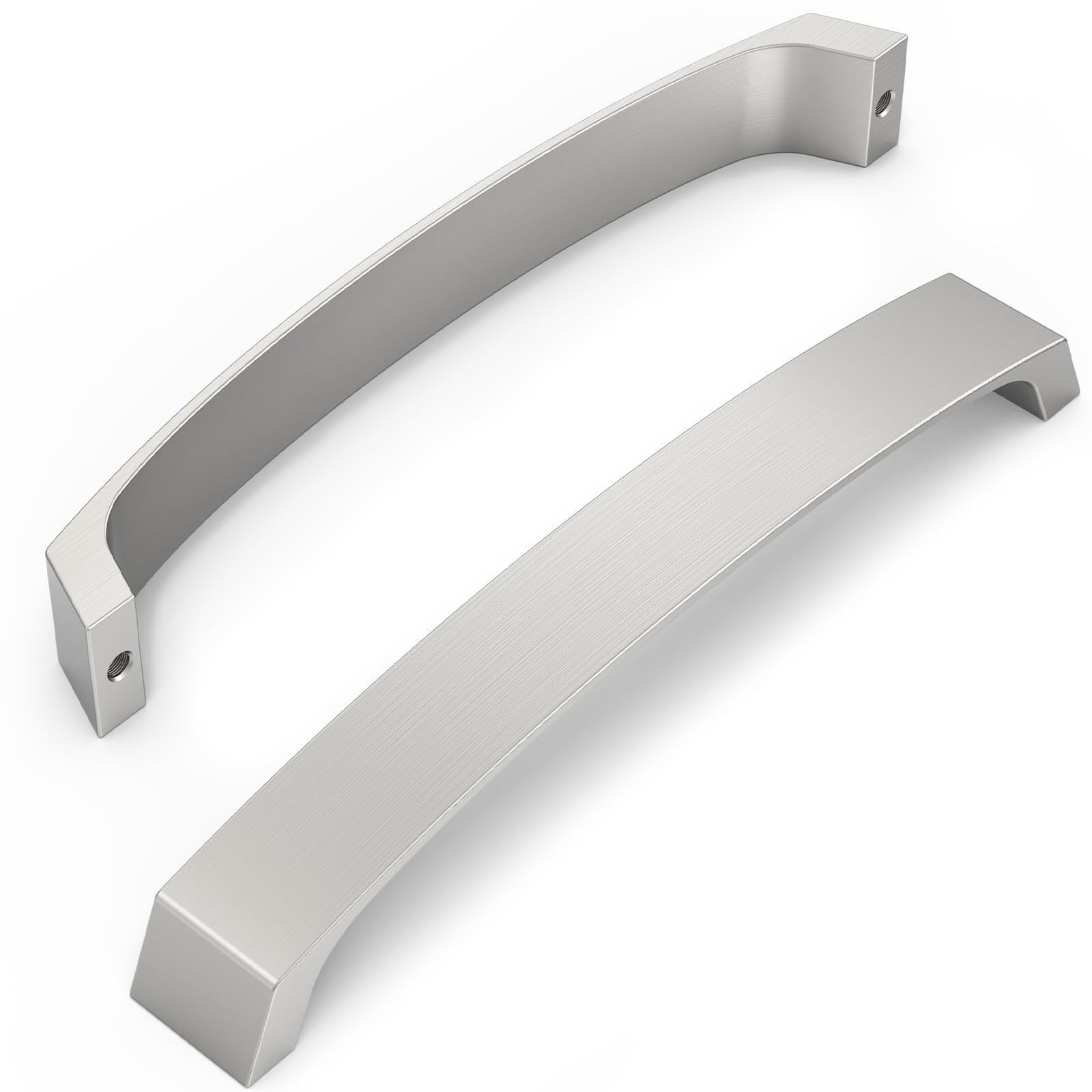 Furniware Pack of 10 Brushed Nickel Cabinet Handles, Cupboard Handles Drawer Pulls 192mm(7.6 Inch) Hole Center, Hardware Modern Kitchen Cabinet Door Handles, for Kitchen and Bathroom Cabinets Cupboard