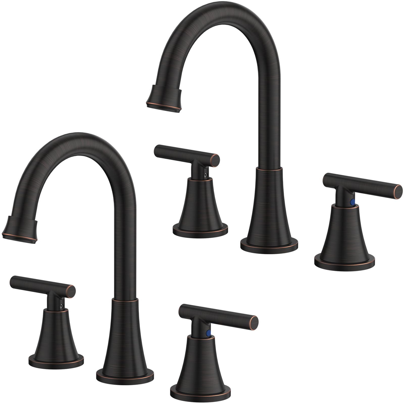 Photo 1 of ***(USED/ UNKNOWN IF MISSING PARTS)***Bathroom Faucets for Sink 3 Hole, Hurran Oil Rubbed Bronze Bathroom Sink Faucet with Pop-up Drain and Supply Lines, Stainless Steel Lead-Free Widespread Faucet for Vanity RV, 2 Pack