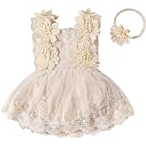 IBTOM CASTLE Newborn Toddler 1st Birthday Cake Smash Party Outfit Girl Flower Boho Lace Bodysuit Set Princess Sundress