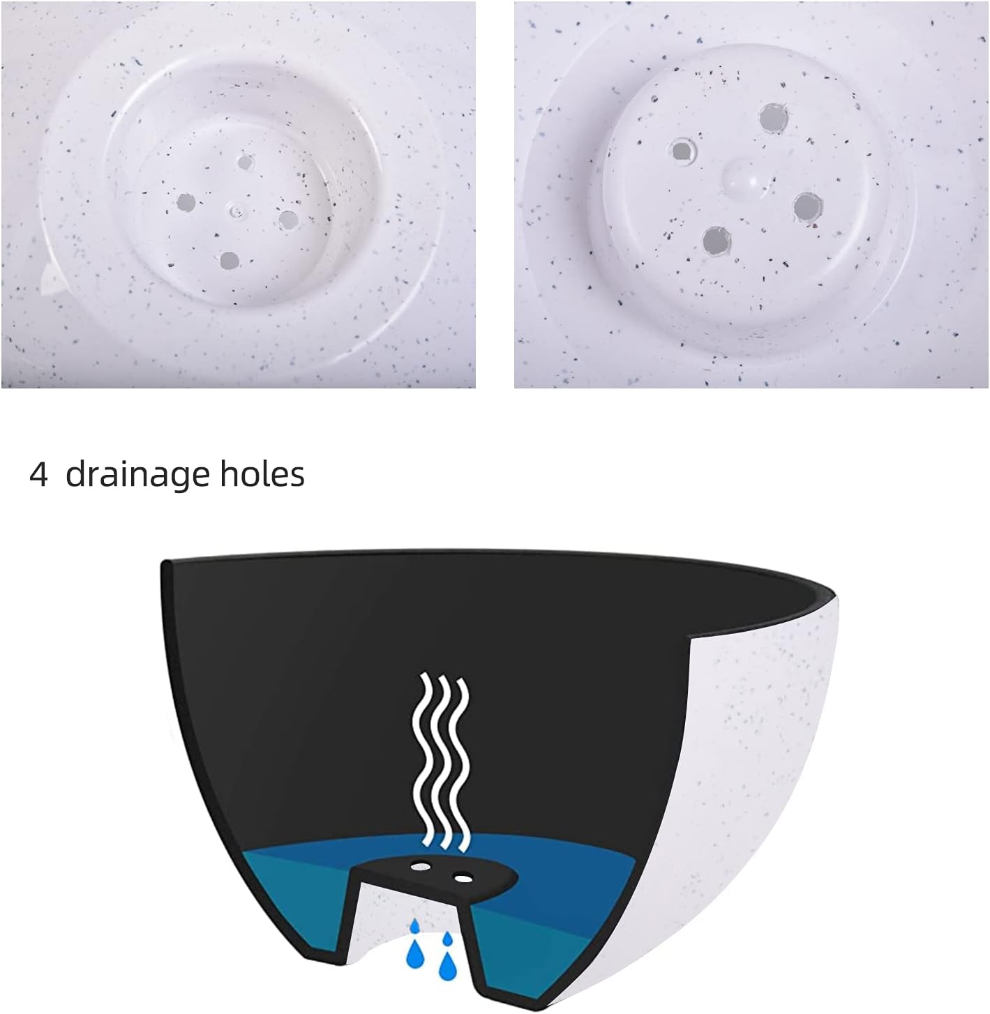 JERIA 4-Pack 10 Inch Hanging Planter Basket for Outdoor Indoor Plants, Flower Plant Pot with Drain Holes (Speckled White): Kitchen & Dining