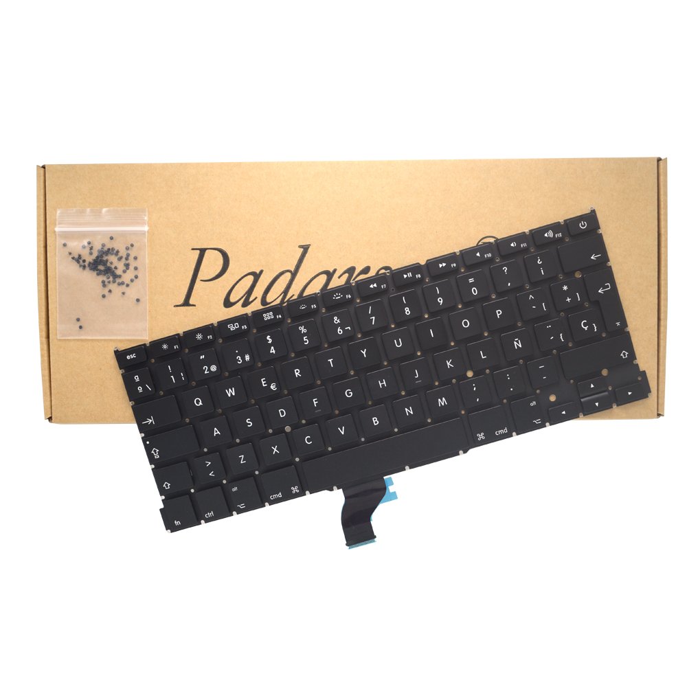 Pardarsey Spanish Espa駉l Teclado Keyboard with 80 PCE Screws Compatible for MacBook Pro Retina 33 cm A1502 (Late 2013 Early 2015)