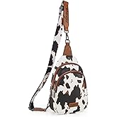 Wrangler Western Crossbody Sling Bags for Women Backpack Chest Bag for Travel, Daily Use, and Gifts - Leopard and Cow Print