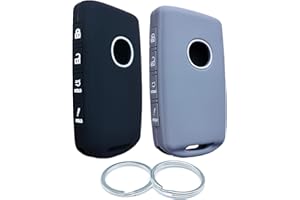 RUNZUIE 2Pcs 4 Buttons Silicone Smart Remote Key Fob for 2023 2022 2021 2020 2019 Mazda 3 6 CX-30 CX-5 CX-9 CX-50 Key Fob Cover (Black with Gray)