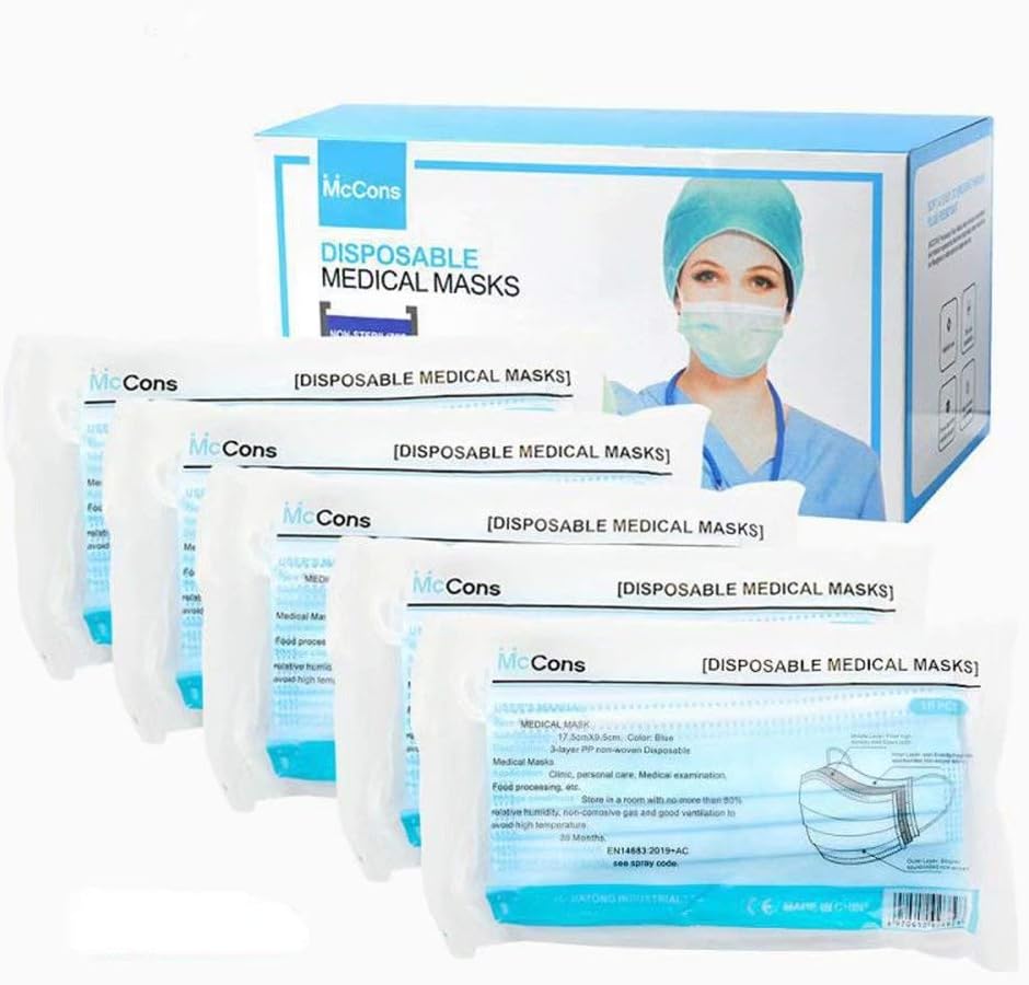 MUTOUREN 40Pcs Disposable 3-Ply Non-Woven Masks Earloop Masks, Sanitary Surgical Face Shields, Dust Mask