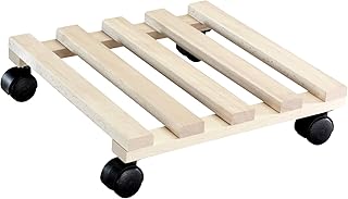 WAGNER Pflanzenroller PALETTI 34 x 34 x 8 cm I Pflanzenroller für Innenbereich, Buche Natur I Blumenroller aus FSC®-Massivholz I Kübelroller aus Holz I Tragkraft 100 kg I Made in EU - 20033501
