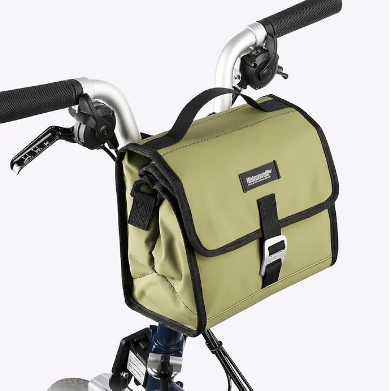 London Craftwork 7L Insulated Cooling Lunch Handlebar Bag for Brompton Dahon Birdy Folding Bike in Black/Olive (Olive)