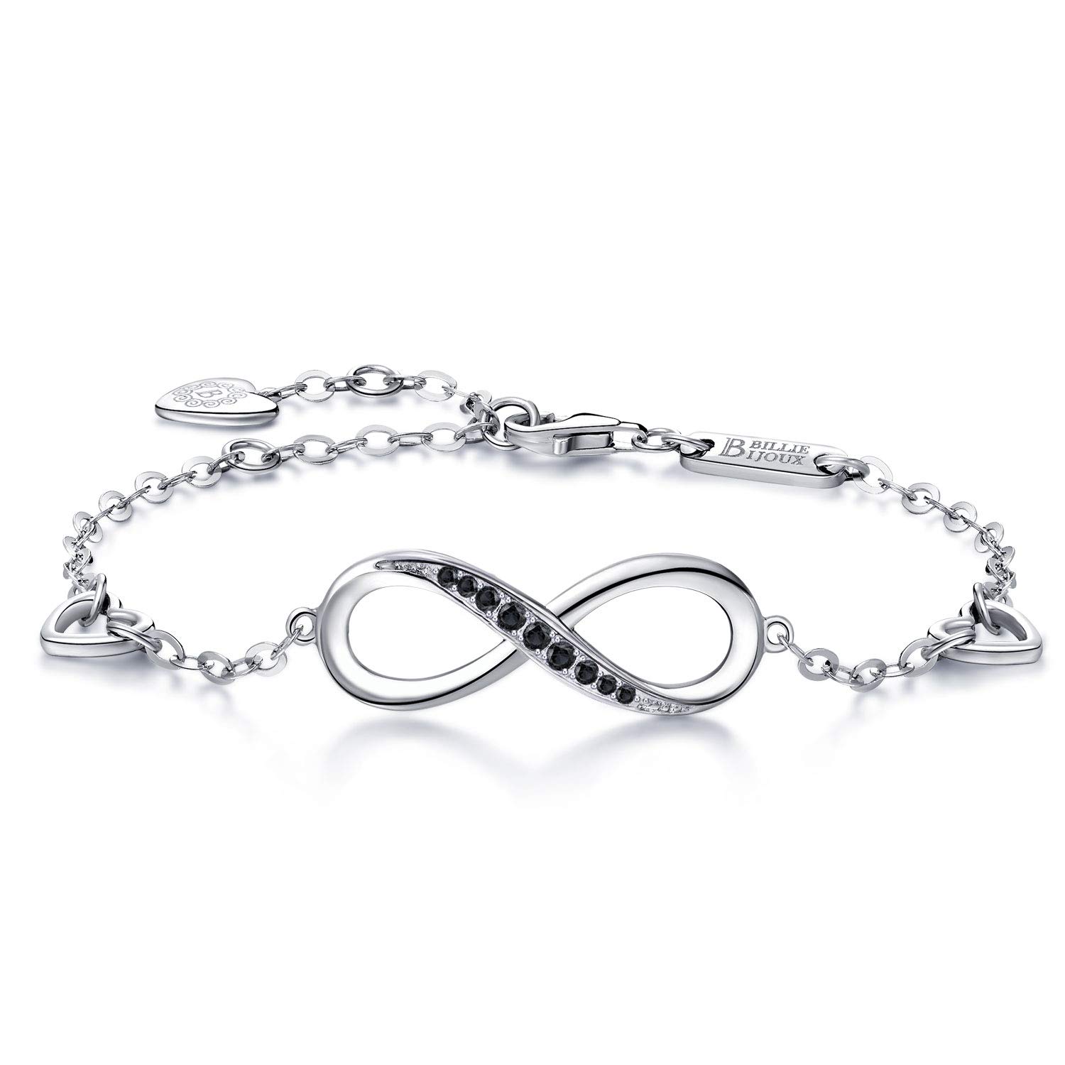 Billie Bijoux Women's 925 sterling Silver Infinity Endless Love Symbol Charm Adjustable Women's Bracelet — image 1