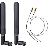 2 x 6dBi 2.4GHz 5GHz Dual Band WiFi RP-SMA Male Antenna+2 x 35CM RP-SMA IPEX MHF4 Pigtail Cable for M.2 NGFF WiFi WLAN Card