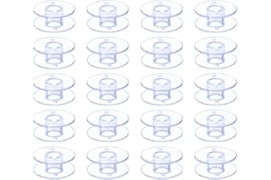 Hekisn Sewing Machine and Embroidery Bobbins, SA156 Bobbins for Brother, Class 15 Transparent Sewing Bobbins (20 Pack)