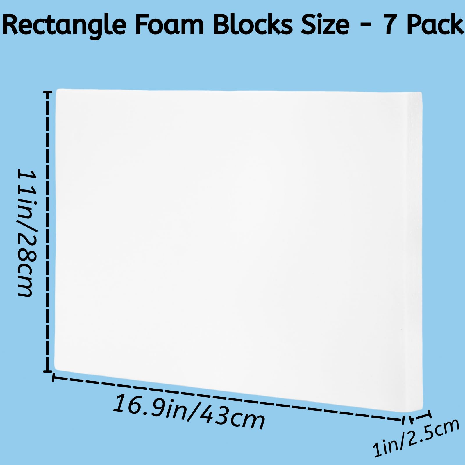 YOUEON 7 Pack Craft Foam Blocks, 17x11x1 Inch White Foam Rectangle Blocks, Polystyrene Sheets, EPS Boards for Arts and Crafts, Sculpting, Modeling, School, Home