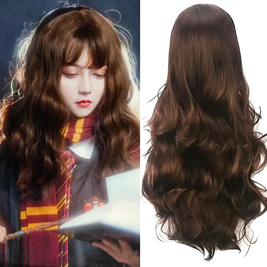 Colorfulpanda Long Brown Wig Natural Curly Wavy Dark Brown Wigs for Women Cosplay Halloween Party Costume Heat Resistant Synthetic Hair Wig — image 1