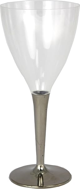 Weinglas hochwertig Plastik Einweg transparent/silber 130 ml 50 Stück