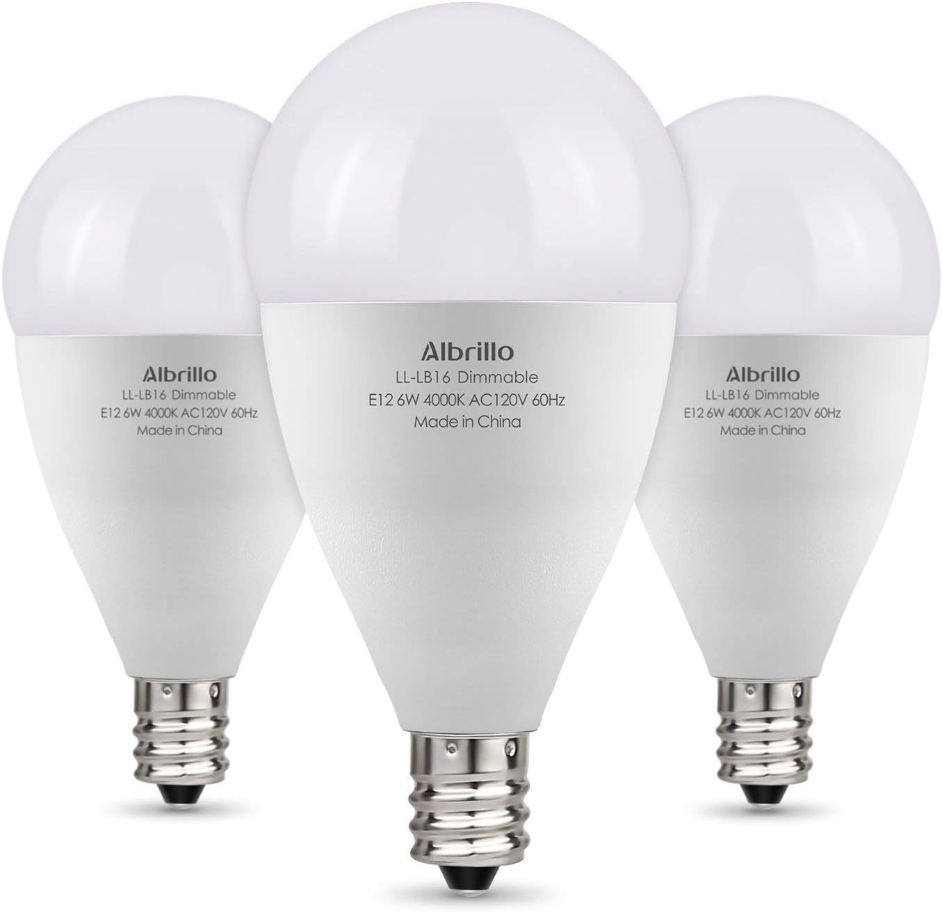 Albrillo E12 LED Bulb Dimmable, LED Candelabra Bulb 60 Watt Equivalent, Daylight White 4000K, 3 Pack