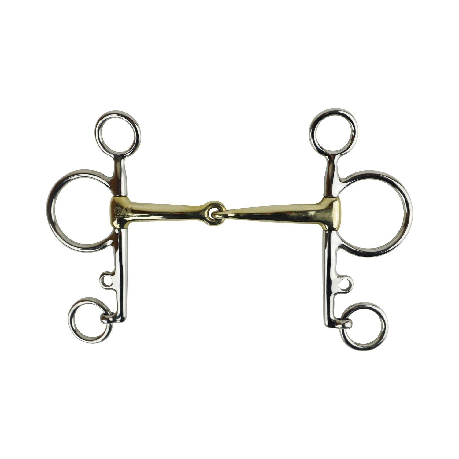 AK Pelham Horse Riding Bits with Single Joint with German Silver Mouthpiece AKRS-2613 (5.50'', German-Silver)