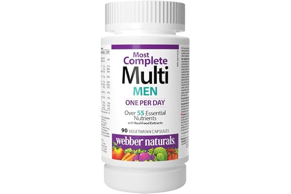 Webber Naturals Most Complete Multi For Men, One-Per-Day, Vitamins, Minerals & Real Food Extracts, 90 Capsules
