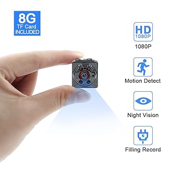 Mini Kamera,Tangmi 1080P 8GB Surveillance Kamera Full HD Tragbare Kleine Nanny Cam mit Nachtsichtgerät für Zuhause/Büro/Garte