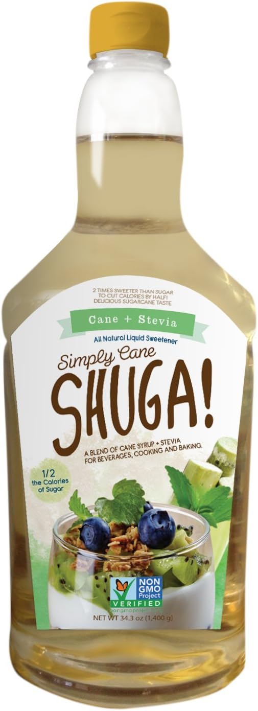 Simply Cane SHUGA! Cane/Stevia Blend Syrup - 1L ( 50% Reduced Calories and No Aftertaste!)