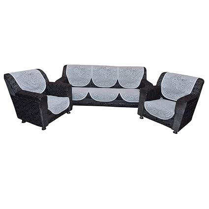 Kuber Industries Exclusive Design 6 Piece Cotton Sofa Cover Set - Cream