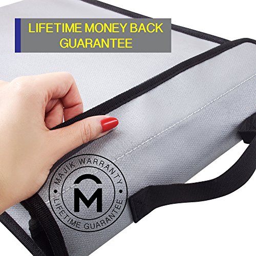 2000°F Fireproof Bag Water Proof Money Document Holder - Peace of Mind Security - Foldable for Fire Safe and Fire Box or Grab n Go Storage Battery Cash Legal Passport (15" x 11" x 3")