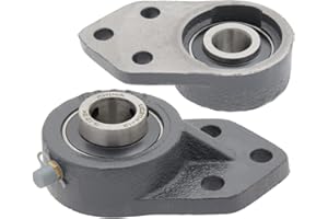 QJZ [2-Pack] UCFB204-12 - 3-Bolt Flange-Mount Ball Bearing Unit, Insert Bearing UC204-12, Cast Iron Housing FB204, Bore Shaft 3/4 in (19.05 mm), Set Screw Locking, 4.25 in (107.95 mm) Overall Length