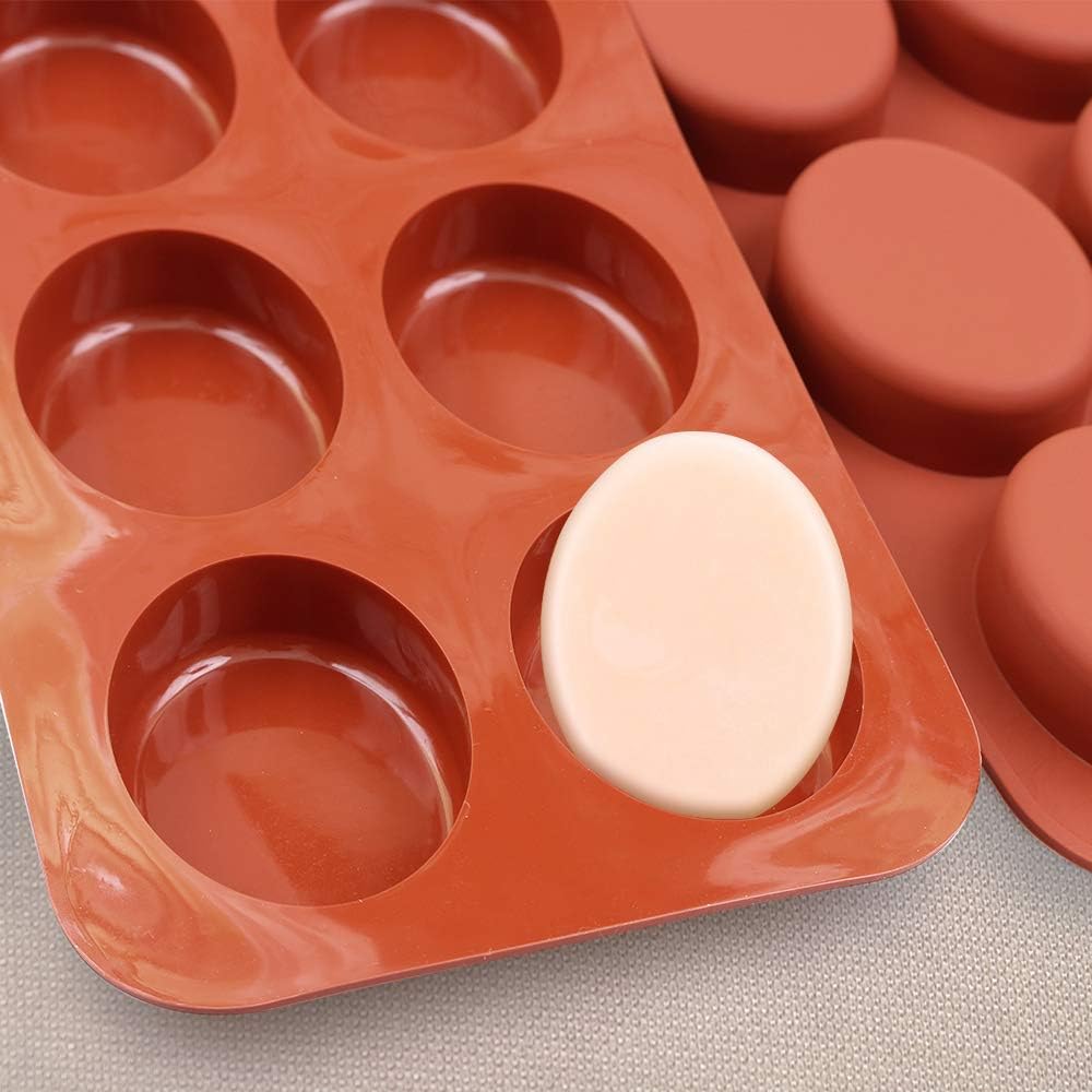 homEdge 6-Cavity Oval Silicone Mould, 3 Packs Oval Moulds for Making Handmade Soap Chocolate, Soap Candles and Jelly-Brown - Image 5