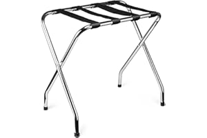 USTECH Luggage Rack-Single Tier, Pack of 1, Chrome, Foldable Rack for Guest Room