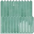 Cyan Long Hexagon Tile Peel and Stick Backsplash, 10 Sheets Self-Adhesive Wall Tiles Stick on Back Splash for Kitchen, Bathroom, Fireplace,RV(12"×12")