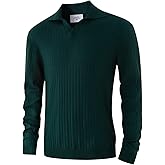 Lenygose Mens Polo Sweater V Neck Long Sleeve Knit Collared Pullover Business Casual Ribbed for Fall Winter Spring