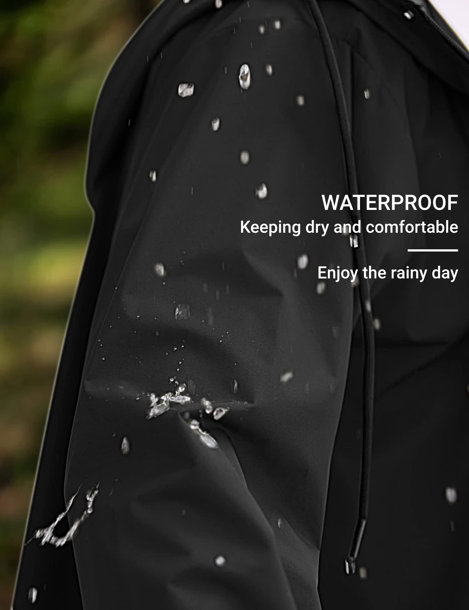 COOFANDY Men's Rain Jacket with Hood Waterproof Lightweight Active Long Raincoat