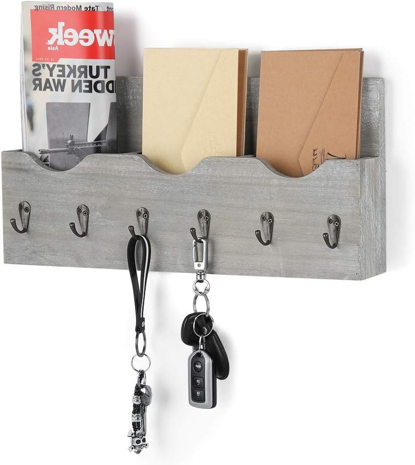 Nandae Wood Mail Holder Organizer Wall Mounted with 3 Mail