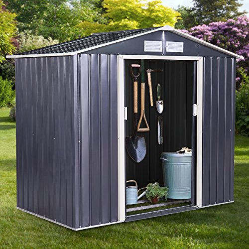 JAXPETY 9x6 Outdoor Storage Shed w/2 Sliding Doors and 4