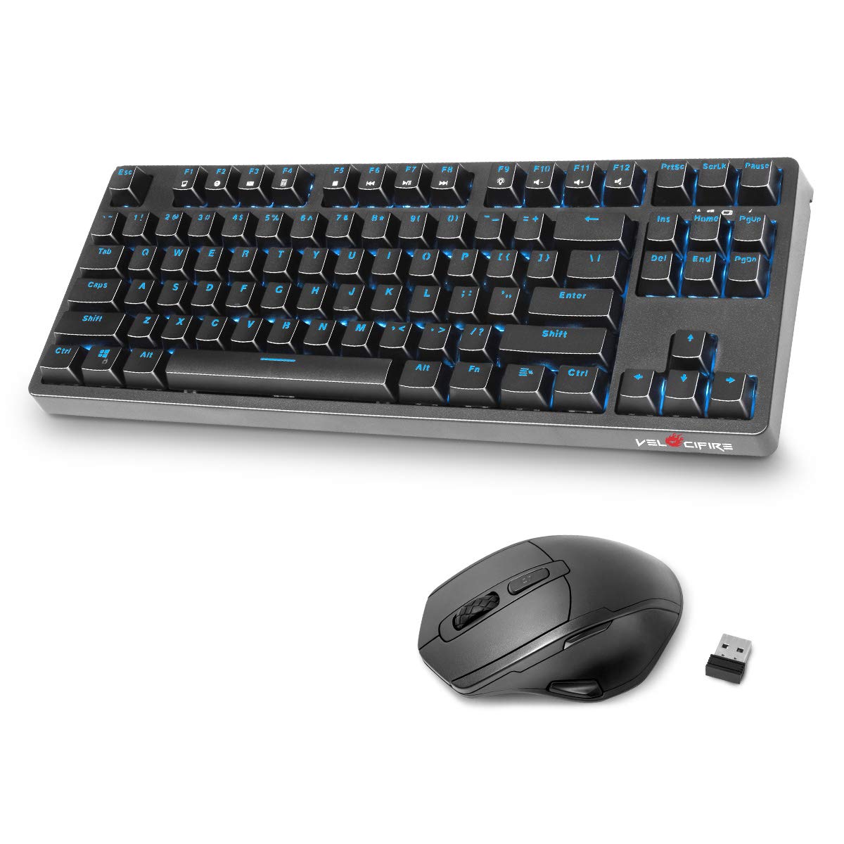 Buy Wireless Keyboard and Mouse Combo, Velocifire KM01 87 Key Brown Switch Wireless Mechanical