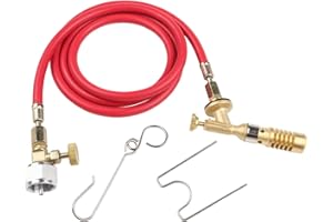 Propane Torch with 5FT Explosion-Proof Hose, Brass Adjustable Flame MAP-Pro Gas Torch Compatible with Propane for Plumbing, S