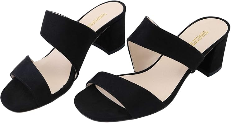 block heel open toe mules