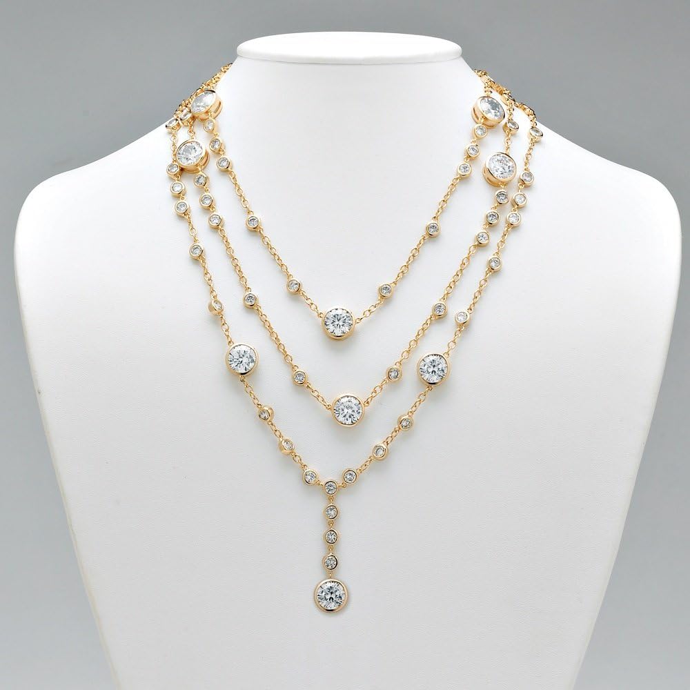 Palm Beach Jewelry 56.75 TCW Round Cubic Zirconia 14k Yellow GoldPlated BezelSet