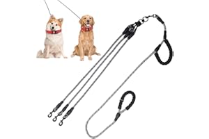 Y-ANNJYA Three Dog Leash for Small and Medium Dogs - Exceptional 360 Anti-Tangle & No Pull with 3 Handles - Reflective for Safety & Convenience (Grey, 3 Way)