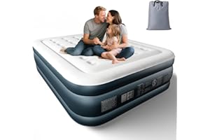 VINGLI Air Mattress Queen with Built in Pump, 18 Raised Comfort Blow up Mattress with Double Air Chamber,Inflatable Mattress,Air Bed for Camping,Home,Portable Travel