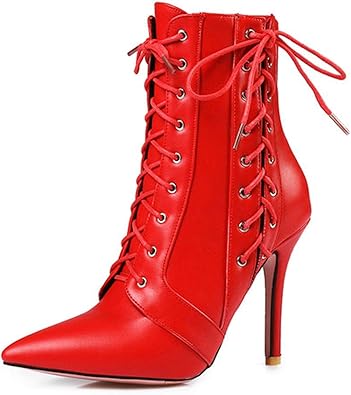 red lace up heels amazon