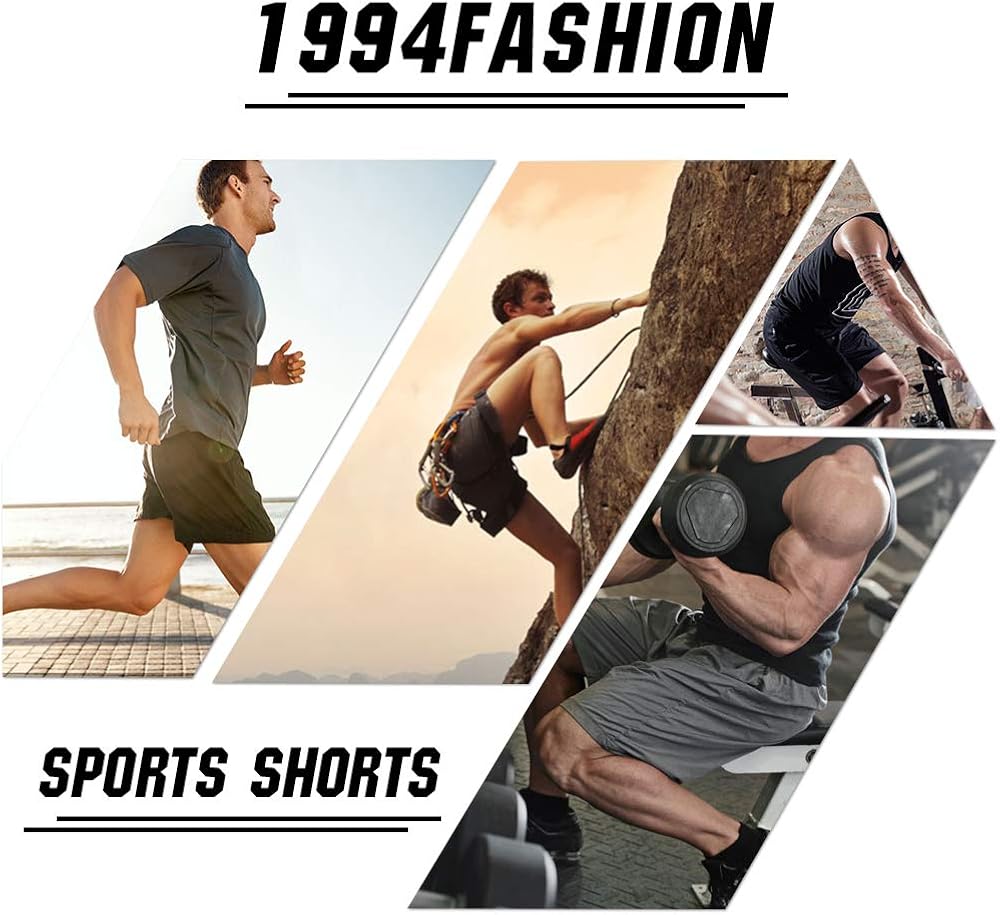 1994Fashion Men's Running Shorts Gym Athletic Shorts with Pockets Quick Dry 7”for Sports,Trainning,Workout: Clothing