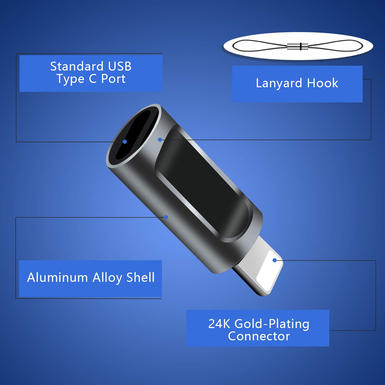 Mxcudu iOS to USB C Adapter Type C (Female) to iOS (Male) Adapter USB C Charging Converter Fast Charging Max Output 5V/2.4A Compatible with iPhone 11/11Pro/XS/X/8/7 and More(Grey)