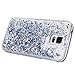 Galaxy S5 Case, Galaxy S5 Neo Case, Galaxy S5 Liquid Glitter Case,PHEZEN 3D Creative Design Shiny Quicksand Flowing Bling Glitter Sparkle Heart Clear Hard Case for Samsung Galaxy S5 - Silver Diamond