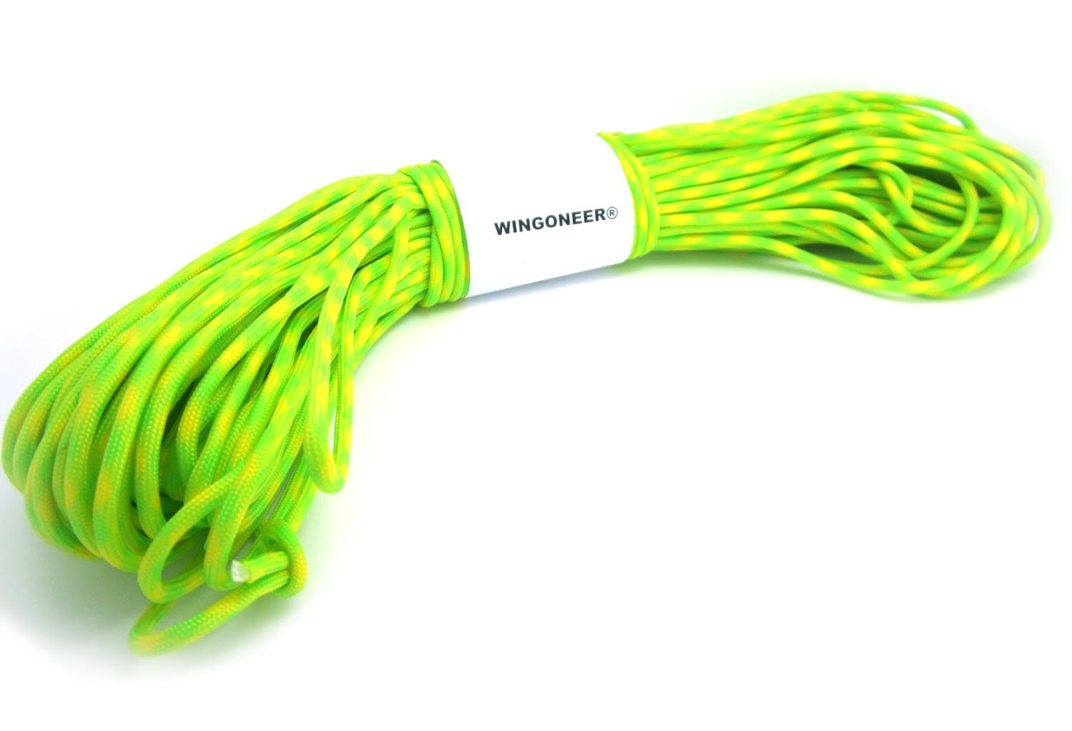 WINGONEER Parachute Cord 100 ft 7 Core 550 Nylon Strand Paracord Camping 30 Metres (Fluorescent Green + Yellow)