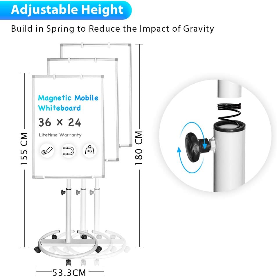 maxtek Flip Chart Stands Mobile Whiteboard, 90 x 60 CM Magnetic WhiteBoard Stand - Image 4