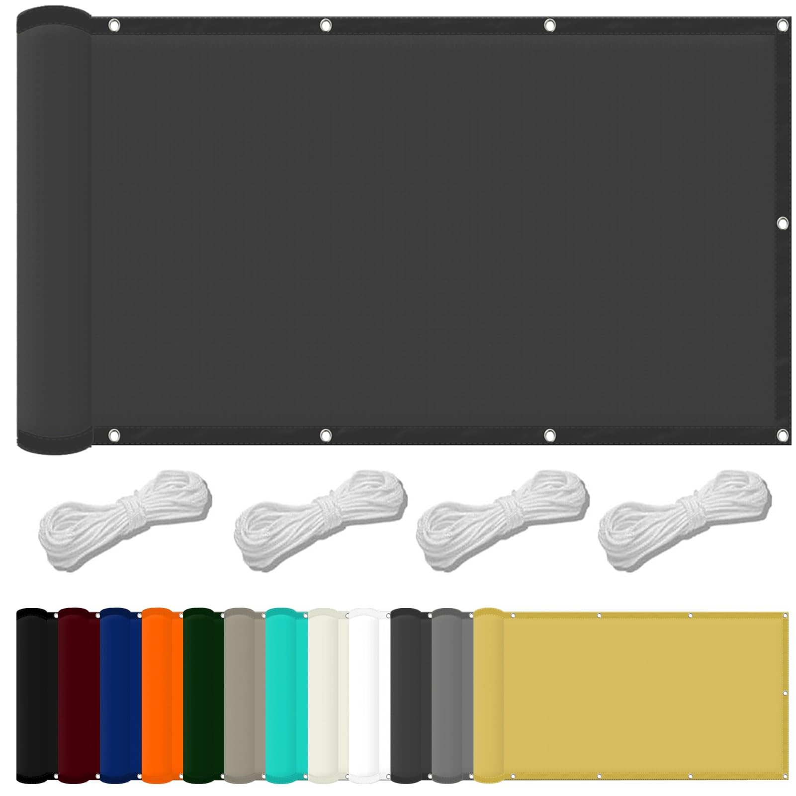 Square Shade Sail Canopy 0.7 x 2 m(2.3 x 6.6ft) Waterproof Sun Shade Cloth 98% UV Block with Free Rope & Fixing Kit Pool Terrace Greenhouse Shade Cloth, Dark Grey